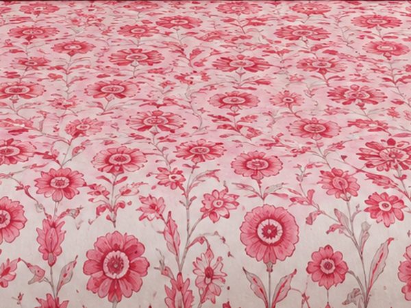 Gulabi Buta hand block-printed bedsheet — print close-up