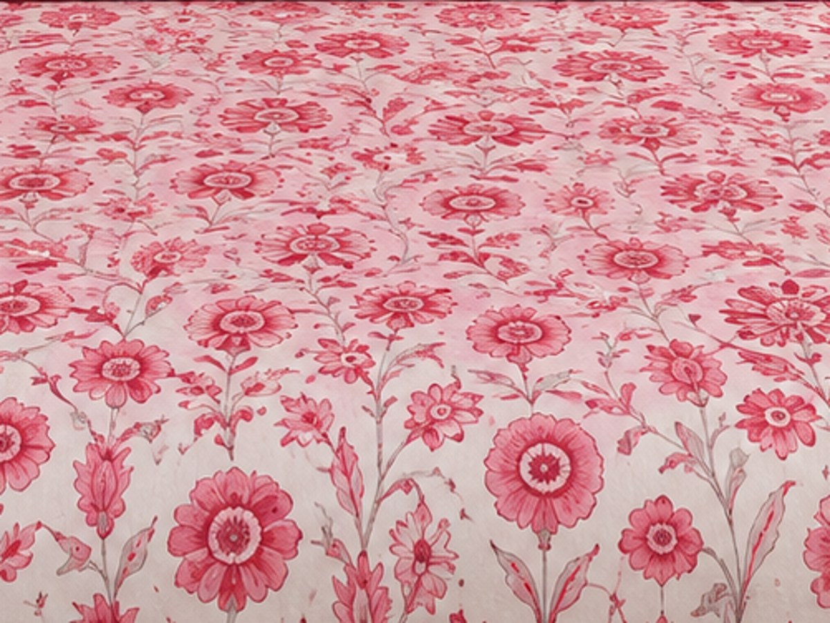 Gulabi Buta hand block-printed bedsheet — print close-up