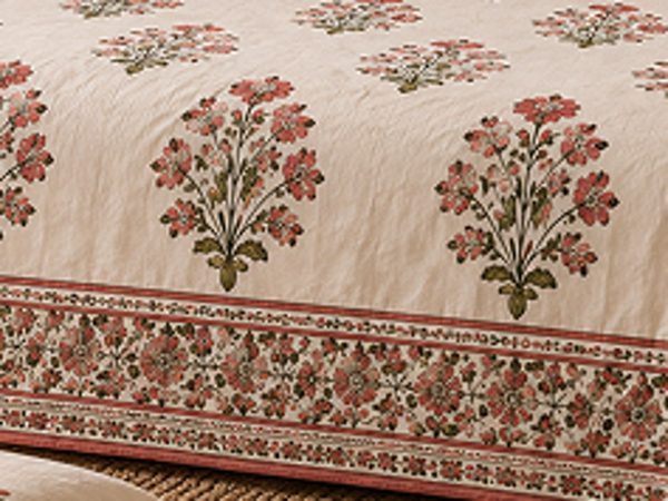 Gulmohar Buta hand block-printed bedsheet — print close-up