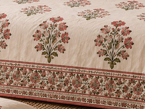 Kesar Buta hand block-printed bedsheet — print close-up