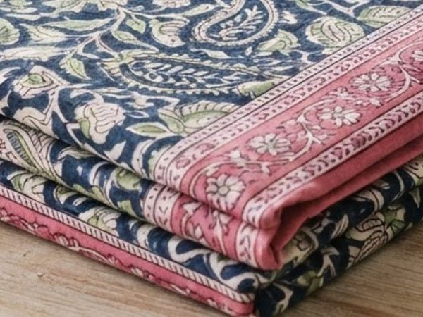 Neel Gulabi Jodi hand block-printed bedsheet — print close-up