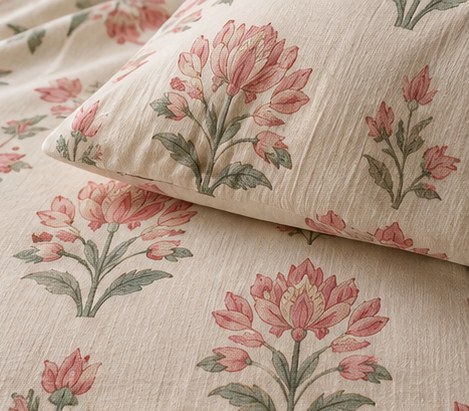 Neela Jaal hand block printed bedsheet