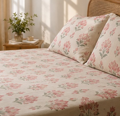 Neela Jaal hand block printed bedsheet