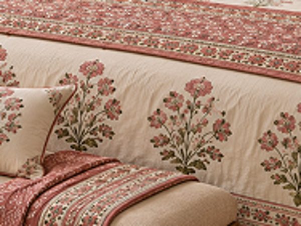 Rangoli Bel 6 Piece Set hand block-printed bedsheet — print close-up