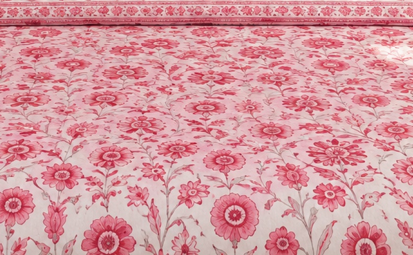 Hand block-printed floral Sanganeri bedsheet
