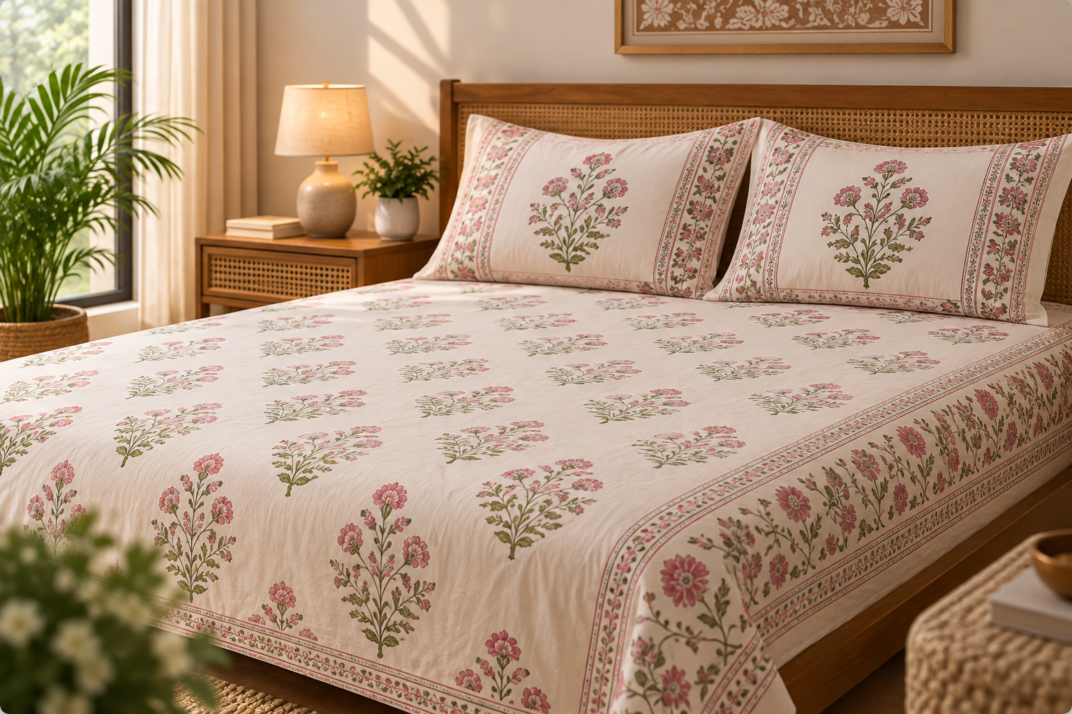 Manzil Buti hand block printed bedsheet